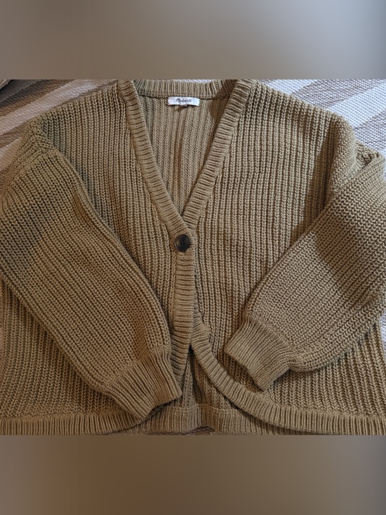 Madewell Sweaters - Madewell Olive-Tone Ribbed V-Neck Cardigan